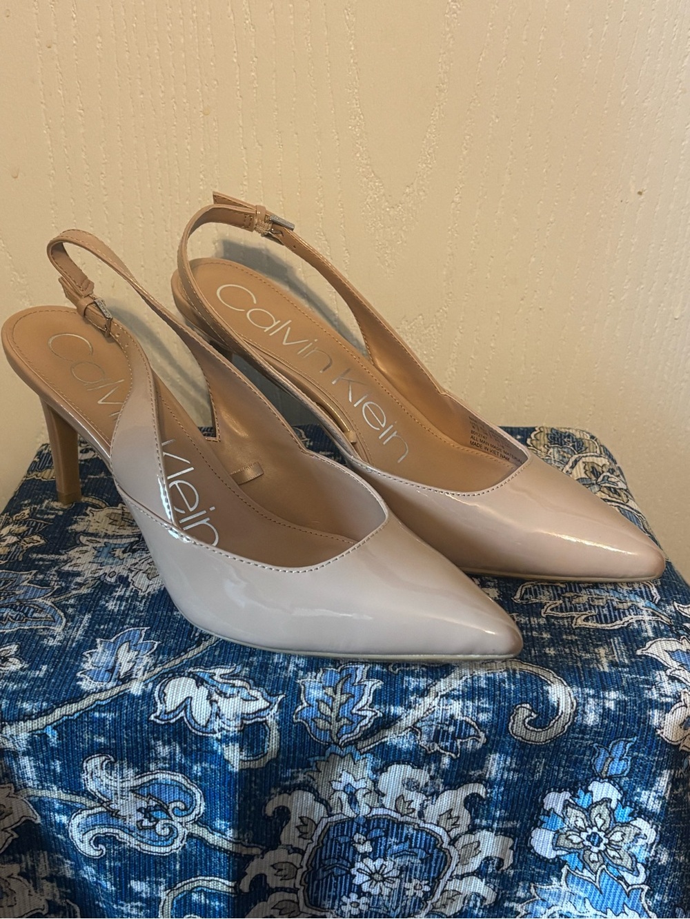 Calvin Klein Blush Patent Slingback Pumps